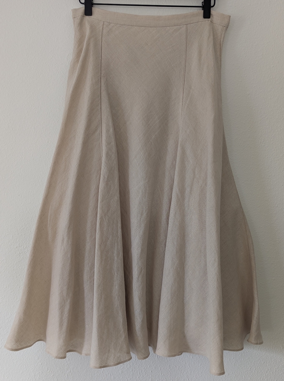 Classic Beige A-Line Midi Skirt